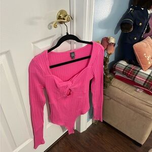 Pink Ribbed Knit Top